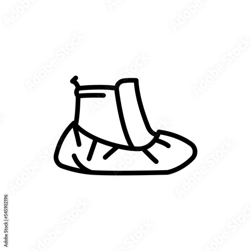 Shoe cover disposable black line icon. Medical element.