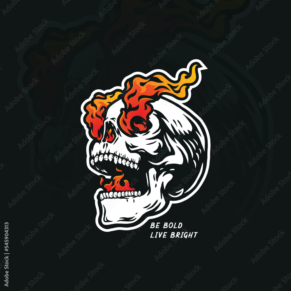 vector skull with fire