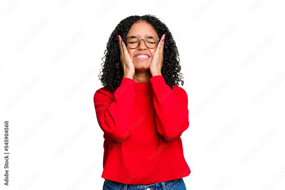 Young cute brazilian woman isolated crying, unhappy with something, agony and confusion concept. Young cute brazilian woman isolated crying, unhappy with something, agony and confusion concept.