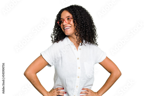 Young cute brazilian woman isolated confident keeping hands on hips.