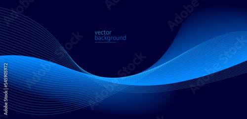 Flowing dark blue curve shape with soft gradient vector abstract background, relaxing and tranquil art, can illustrate health medical or sound of music.