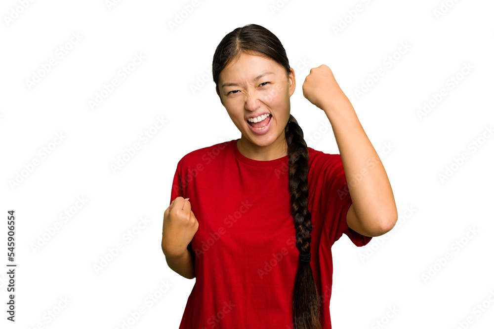 Young Asian woman isolated cheering carefree and excited. Victory concept. Young Asian woman isolated cheering carefree and excited. Victory concept.