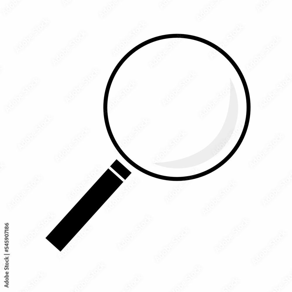 Magnifying glass icon with simple and minimalist design. Magnifying glass icon with simple and minimalist design.