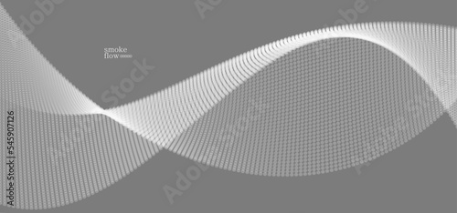 Vector abstract background with wave of flowing particles, smoke flowing grey design, smooth and soft relaxing image.