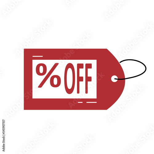 Simple and minimalist discount illustration icon in red color.