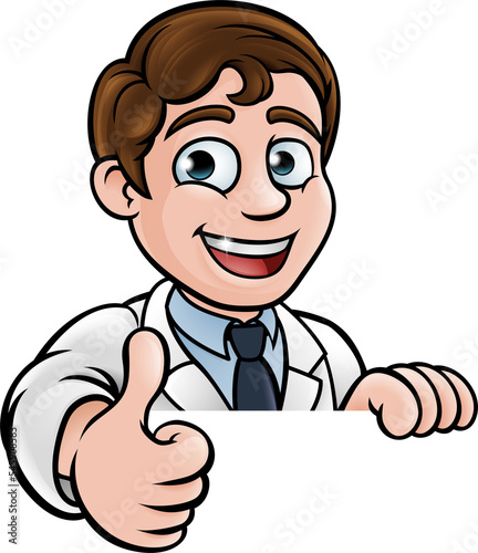 Thumbs Up Scientist Cartoon...