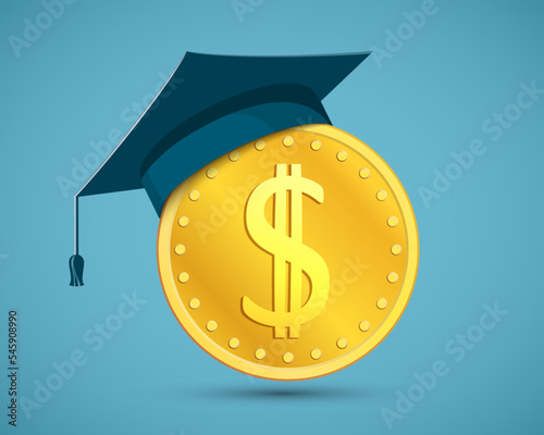 Graduation cap on a dollar coin