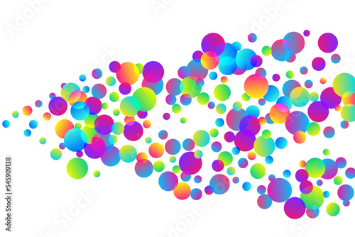 Magic flying confetti scatter vector illustration. Rainbow round elements christmas vector. Cracker poppers falling confetti. Holiday celebration decor background. Top view sequins.