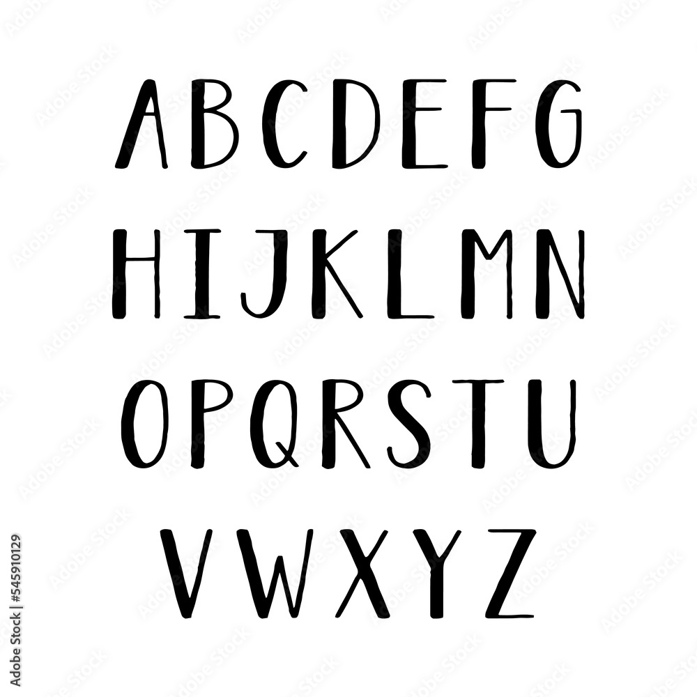 Hand drawn narrow alphabet Hand drawn narrow alphabet