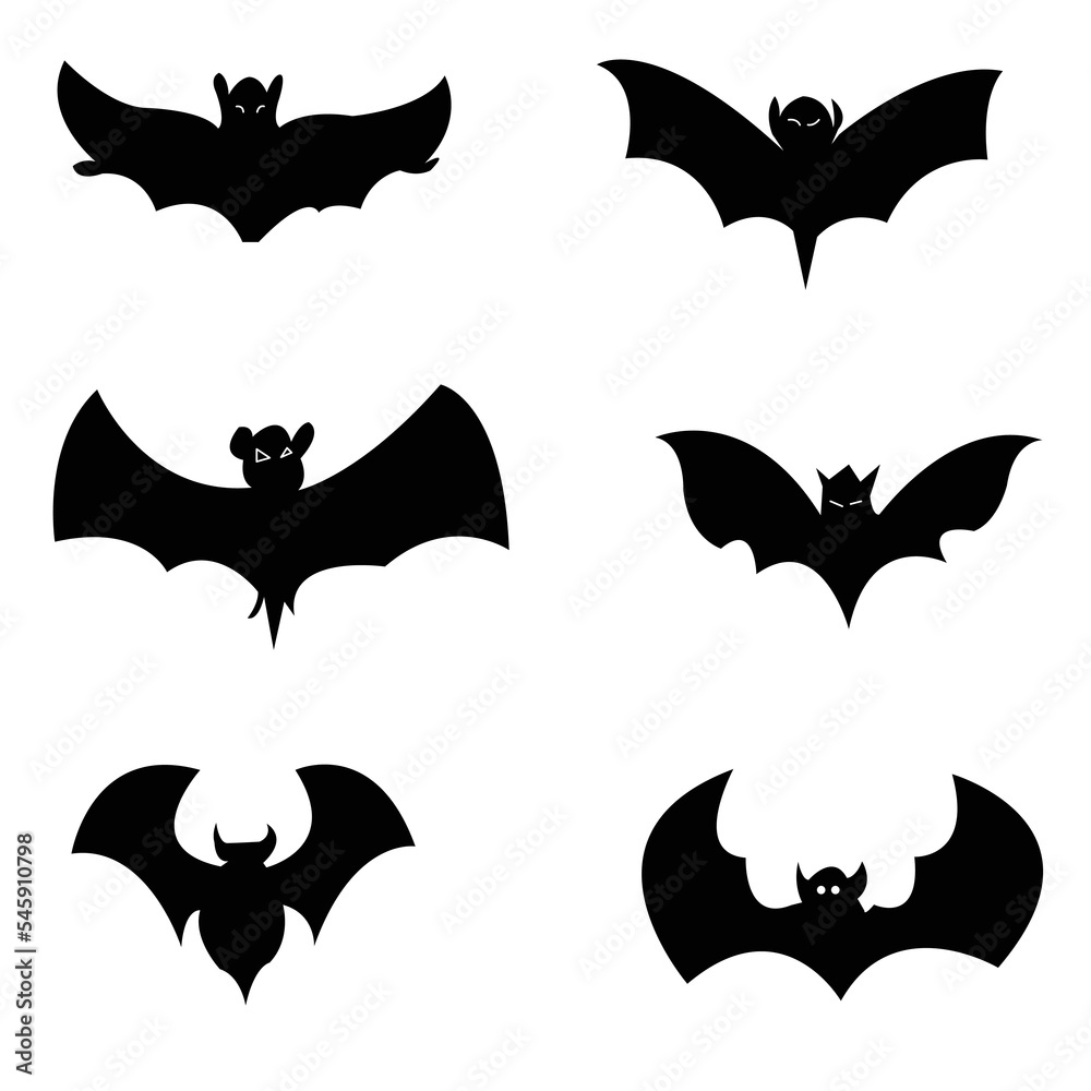 The designs silhouettes of the ghost bat, ghost, ghost house, and pumpkin celebration at night in black and creepy  in a horror grave  of autumn