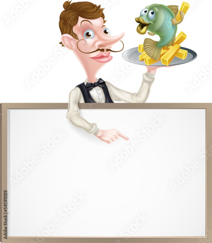 Cartoon Waiter Butler Fish ...