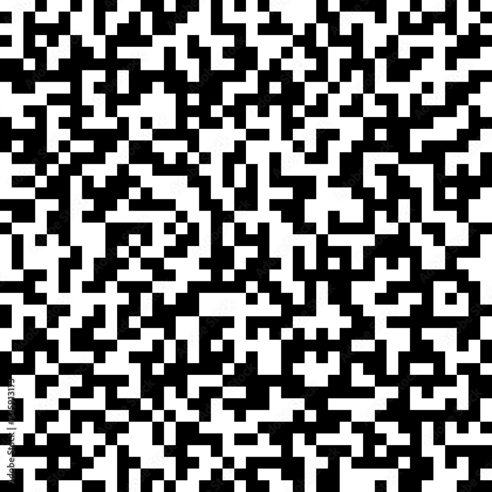 Qr code seamless pattern. Repeating pixel texture. Black geometric square on white background. Repeated squares design for prints. Repeat phones backdrop. Vector illustration Qr code seamless pattern. Repeating pixel texture. Black geometric square on white background. Repeated squares design for prints. Repeat phones backdrop. Vector illustration