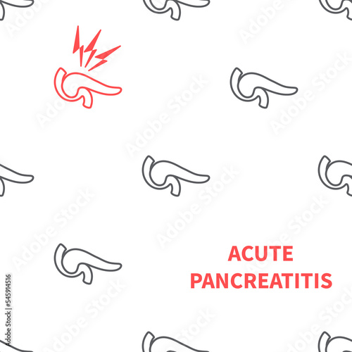 Acute pancreatitis and pancreas inflammation. Pancreatic disease awareness pattern. Digestive and endocrine systems disorder. Human body organ anatomy concept. Medical vector illustration.