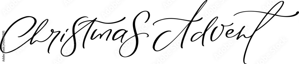 Vector handwritten calligraphic lettering text Christmas Advent. Design for winter holidays, Christmas advent calendar, greeting cards, poster. Religious nativity vector Vector handwritten calligraphic lettering text Christmas Advent. Design for winter holidays, Christmas advent calendar, greeting cards, poster. Religious nativity vector