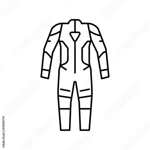 one piece suits motorcycle line icon vector illustration