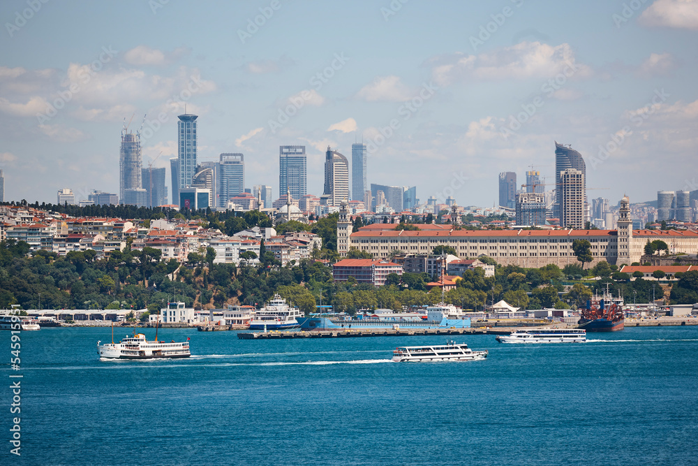 Maritime traffic at the Bosphorus strait in Istanbul. Transportation Turkey Maritime traffic at the Bosphorus strait in Istanbul. Transportation Turkey