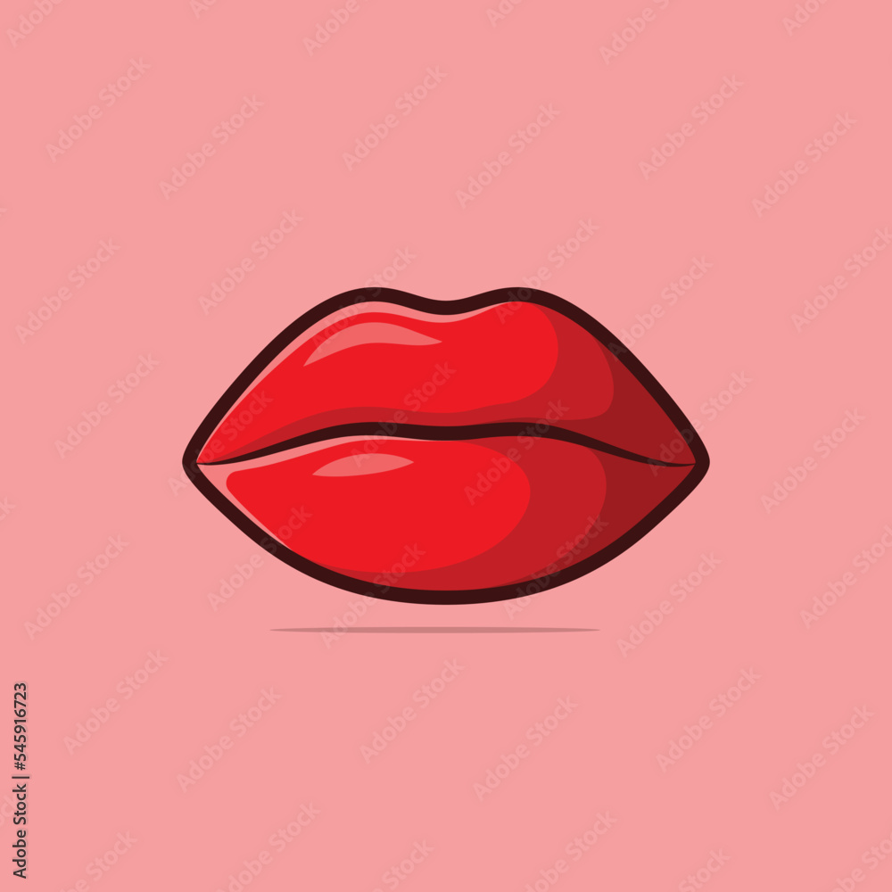 Woman's lips with red lipstick and kiss gesture