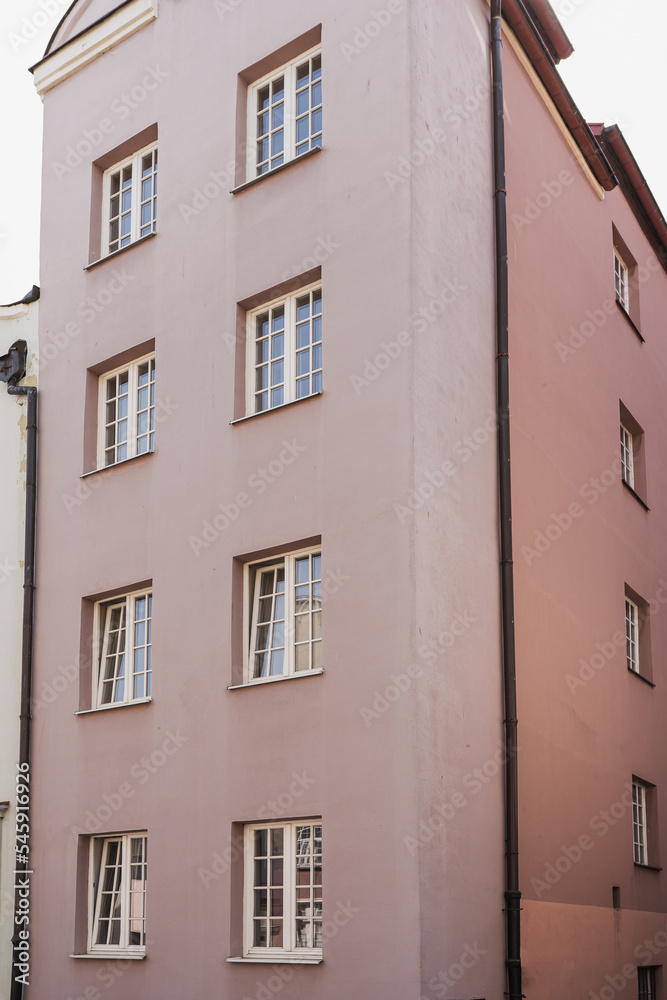 Pink old building in Gdansk, Poland