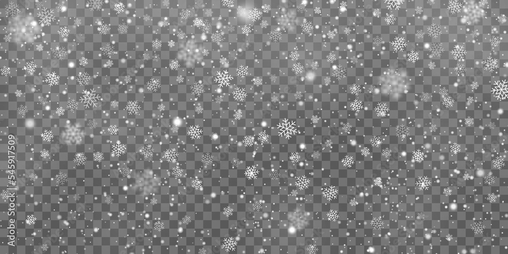 Winter falling snow snowflakes. Vector