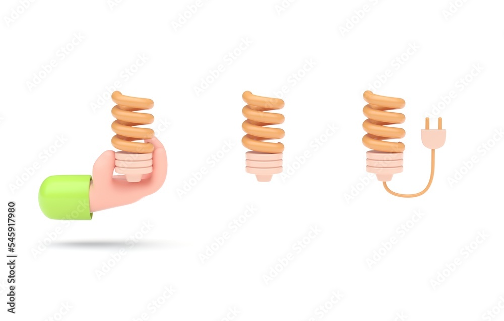 Set Light Bulb. 3D Illustration Set Light Bulb. 3D Illustration