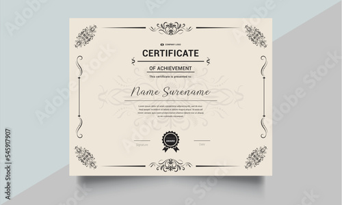 certificate or diploma retro vintage design