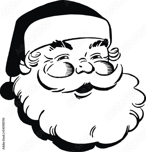 black and white illustration of a santa claus