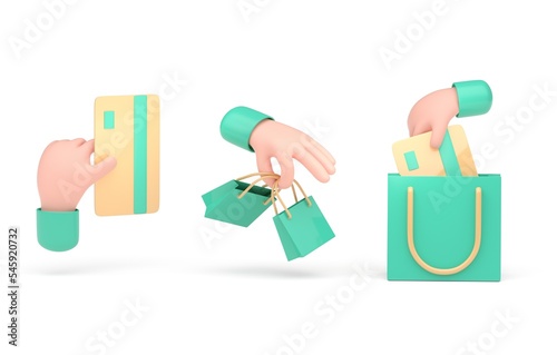 Set Shopping Bag. 3D Illustration