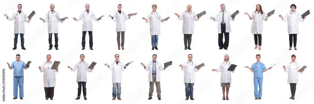 full length group of doctors with notepad isolated full length group of doctors with notepad isolated