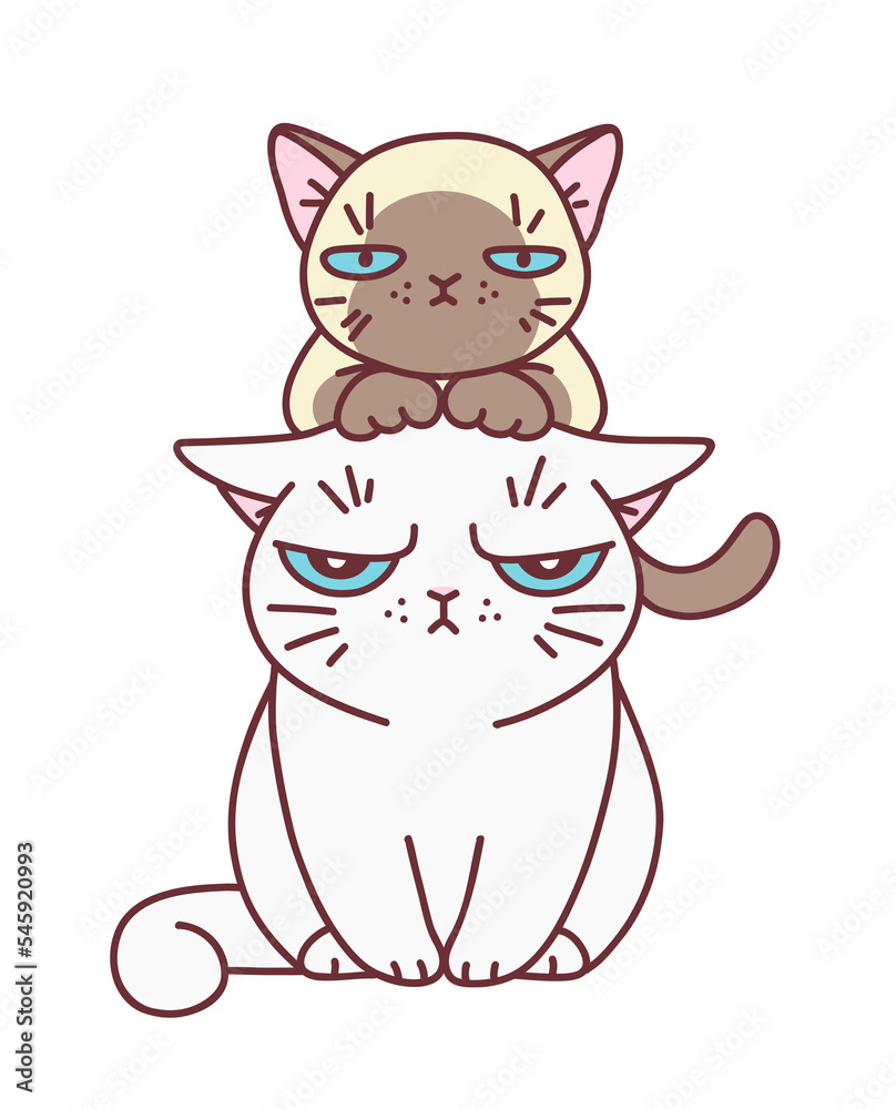 Cute offended two cats minimal vector illustration. Doodle cartoon cats series. Cute offended two cats minimal vector illustration. Doodle cartoon cats series.