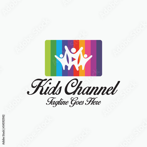 Kids channel logo design template. Vector illustration