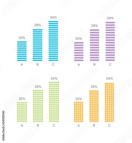 Set of bar graph templates for company business presentations, reports, leaflets, brochures.
