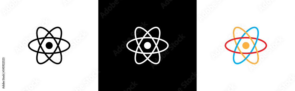Atom icon. molecule symbol. scientific signs stickers, vector illustration Atom icon. molecule symbol. scientific signs stickers, vector illustration