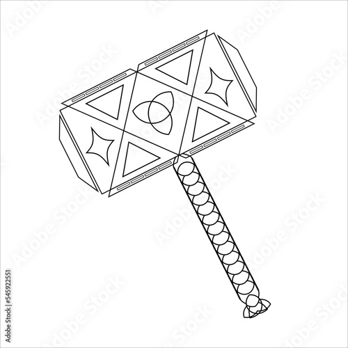Hammer with a handle, a black circuit on a transparent background