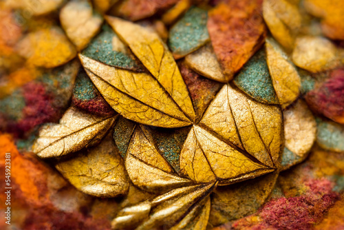 Digital art  golden autumn leafs  colorful pattern  digital textures