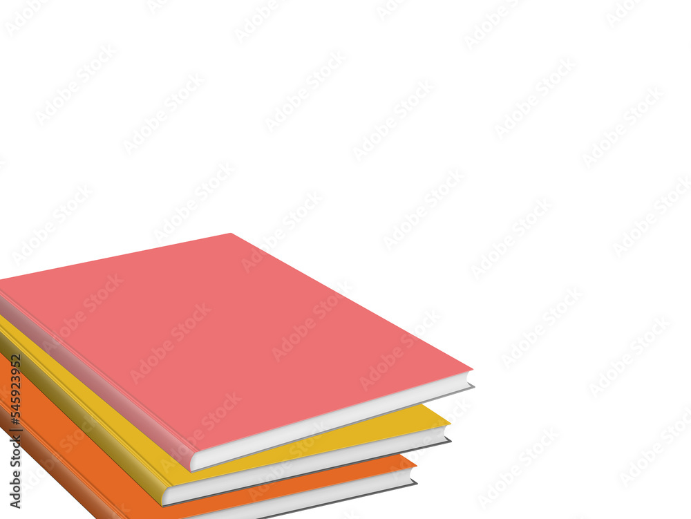Gestapelte Bücher vor weißem Hintergrund, 3D-Illustration Gestapelte Bücher vor weißem Hintergrund, 3D-Illustration