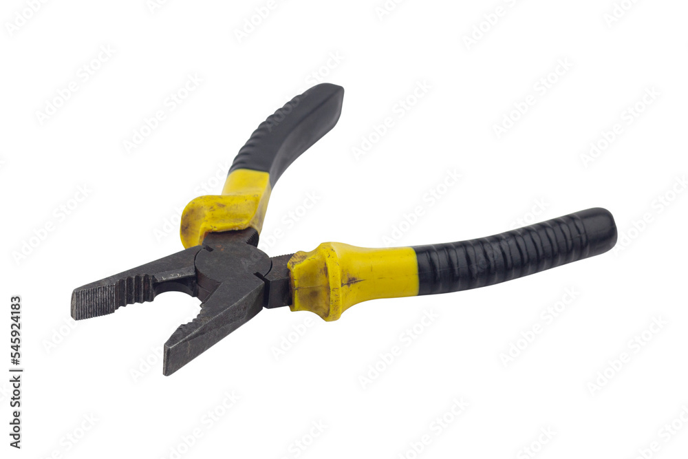 pliers, old rubber-handled pliers, isolate pliers, old rubber-handled pliers, isolate