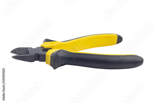 wire cutters, old wire cutters with rubberized handles, isolate photo