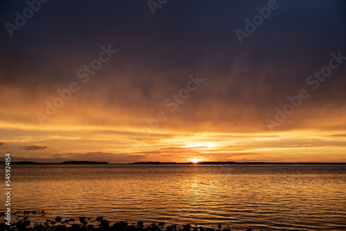 sunset sky over the Saint Mary's River ,Amelia Island Florida.