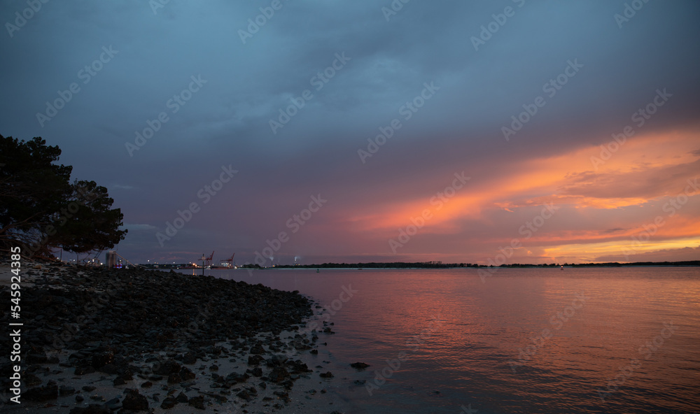 sunset sky over the Saint Mary's River ,Amelia Island Florida. sunset sky over the Saint Mary's River ,Amelia Island Florida.