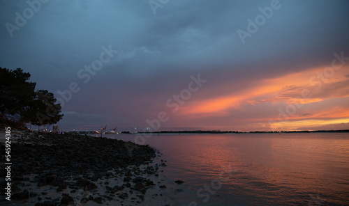 sunset sky over the Saint Mary s River  Amelia Island Florida.