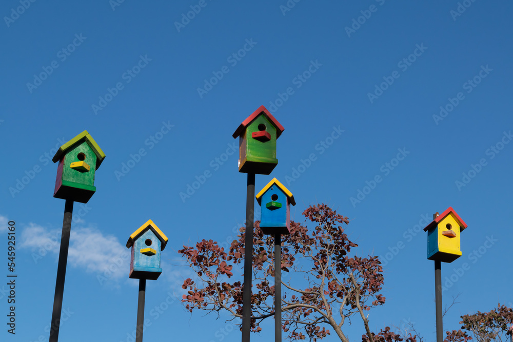 Colorful bird houses