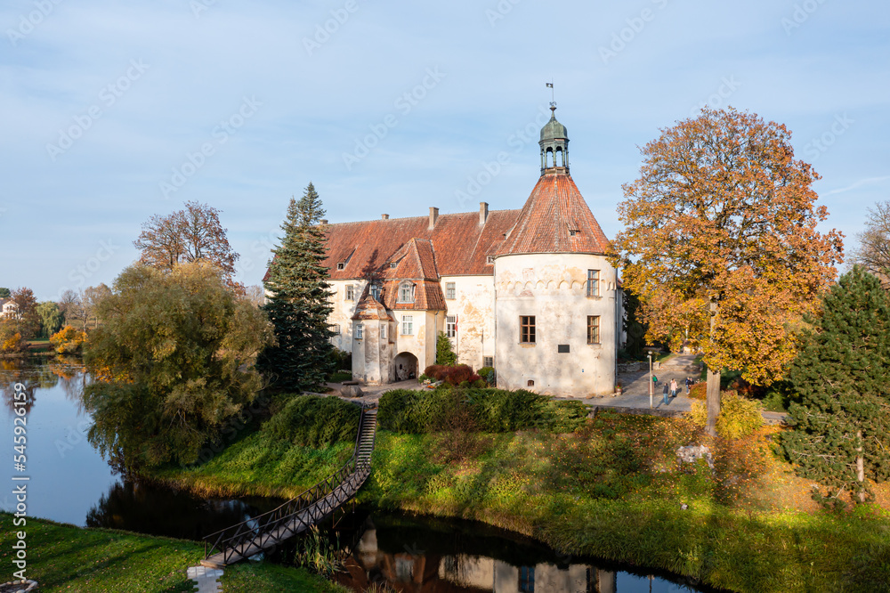 Jaunpils castle was built in 1301. as Livonia Order fortress. Latvia, view from above