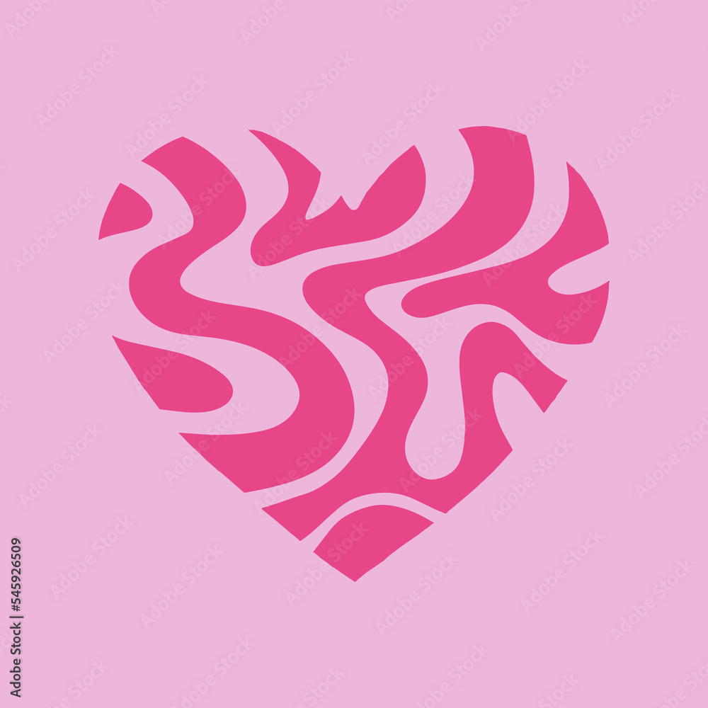 Funky liquid abstract zebra heart illustration isolated on color background. Cool groovy colorful vector clipart. Funky liquid abstract zebra heart illustration isolated on color background. Cool groovy colorful vector clipart.