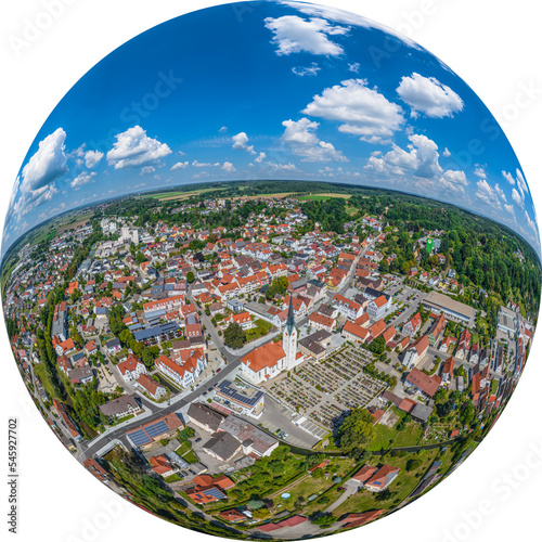 Thannhausen in der Region Donau-Iller - Little Planet-Ansicht, freigestellt photo