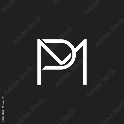 letter pm simple linked line geometric logo vector