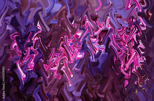 Abstract zigzag pattern with wave on floral theme. Artistic image processing created by photo of Eastern Redbud Cercis. Beautiful multicolor pattern in purple, blue, green tones. Background image