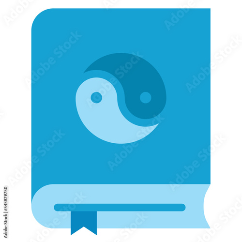 taoism book religion. yin yang symbol flat icon