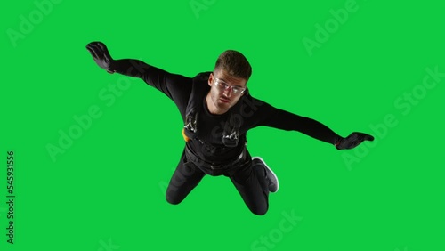 Skydiver on green screen, Skydiver on chromakey