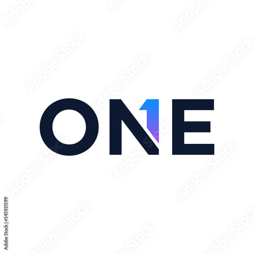 Letter one logo design vector template 