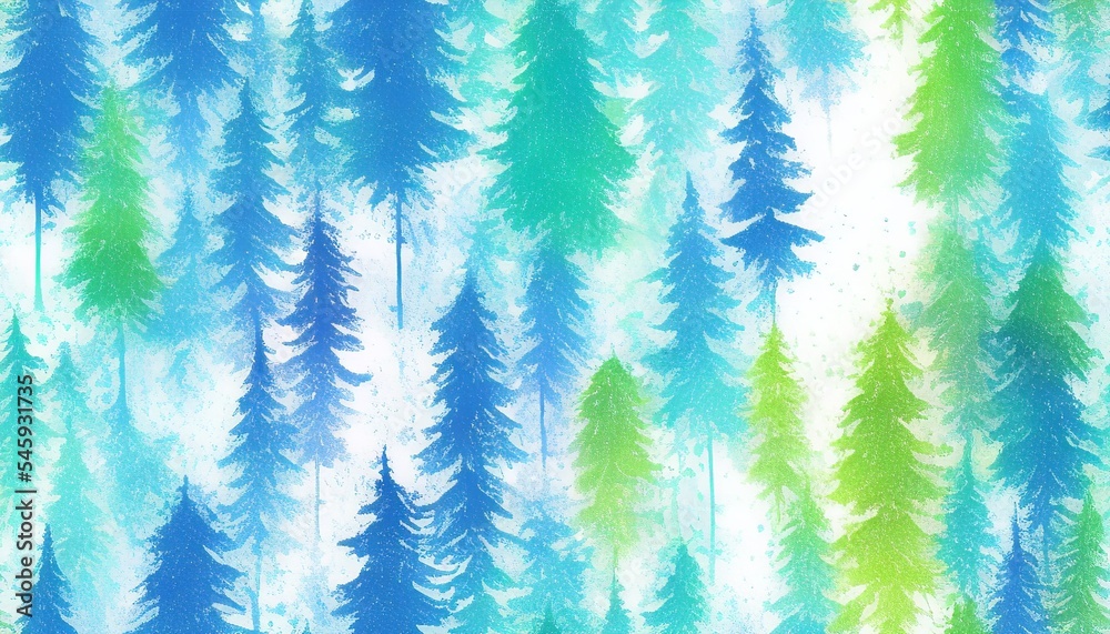 AI-Generated Image of a Watercolor Abstract Winter Trees Pattern